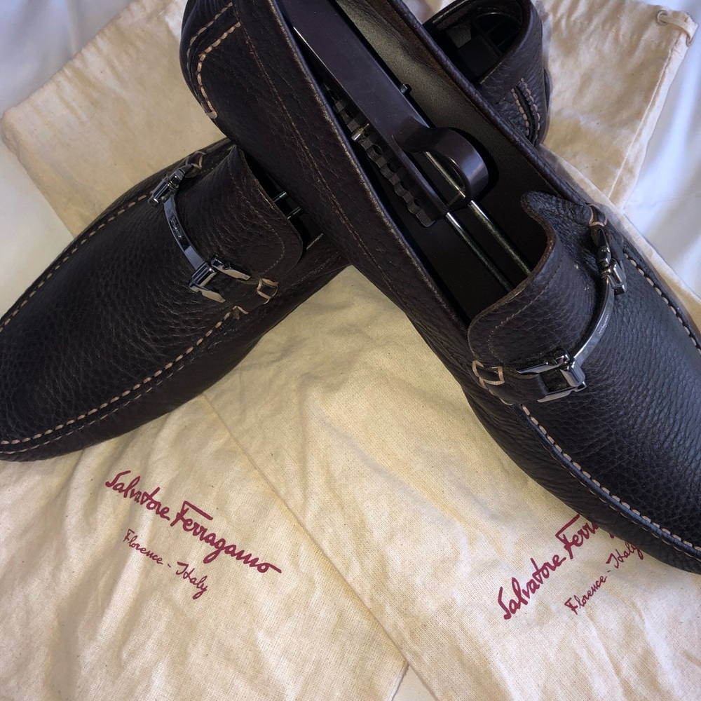 Ferragamo Moccasins- brown pebble